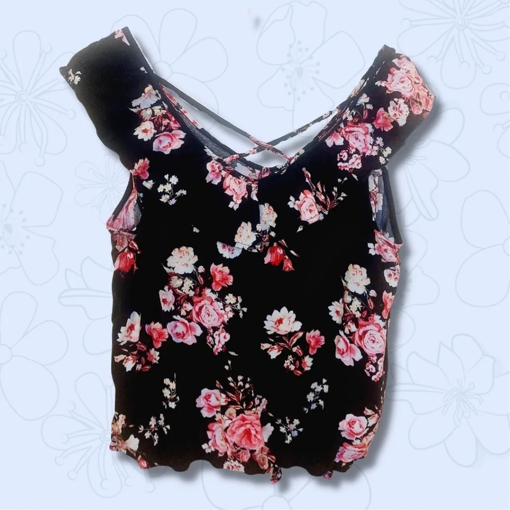 No Boundaries | Women's Pink&Black Floral Blouse | Large 11-13 | NEW | NWOT |​ - Picture 3 of 5
